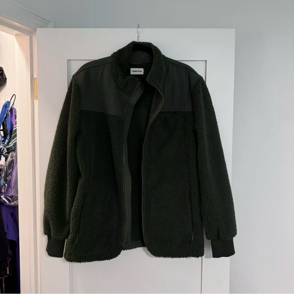 TAYLOR STITCH GREEN SHERPA FLEECE ZIP FRONT 3 POCKET TRUCKER JACKET, SIZE 42 - Picture 1 of 4